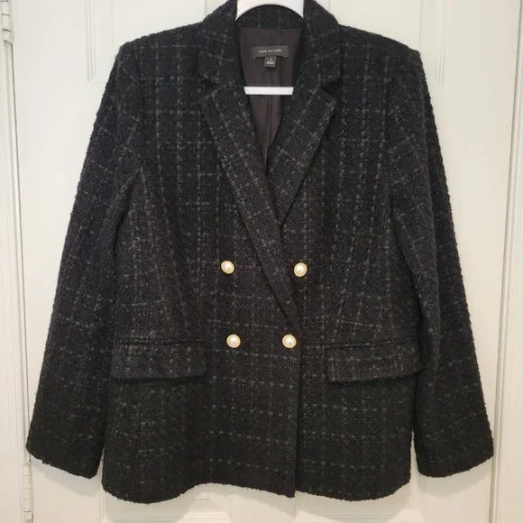 ANN TAYLOR TWEED DOUBLE-BREADTED BLAZER SZ 10 - Picture 2 of 14